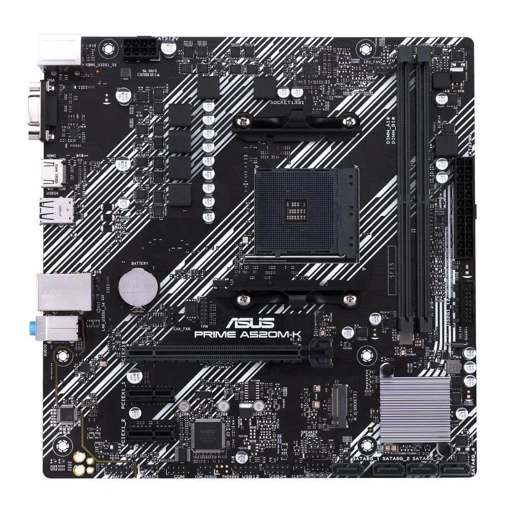 PLACA MADRE ASUS PRIME A520M-K AM4 vista 3