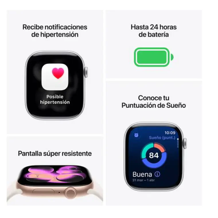 Apple Watch Series 11 GPS 46mm Aluminio oro rosado bandaLight Blush Sport Band S/M vista 3