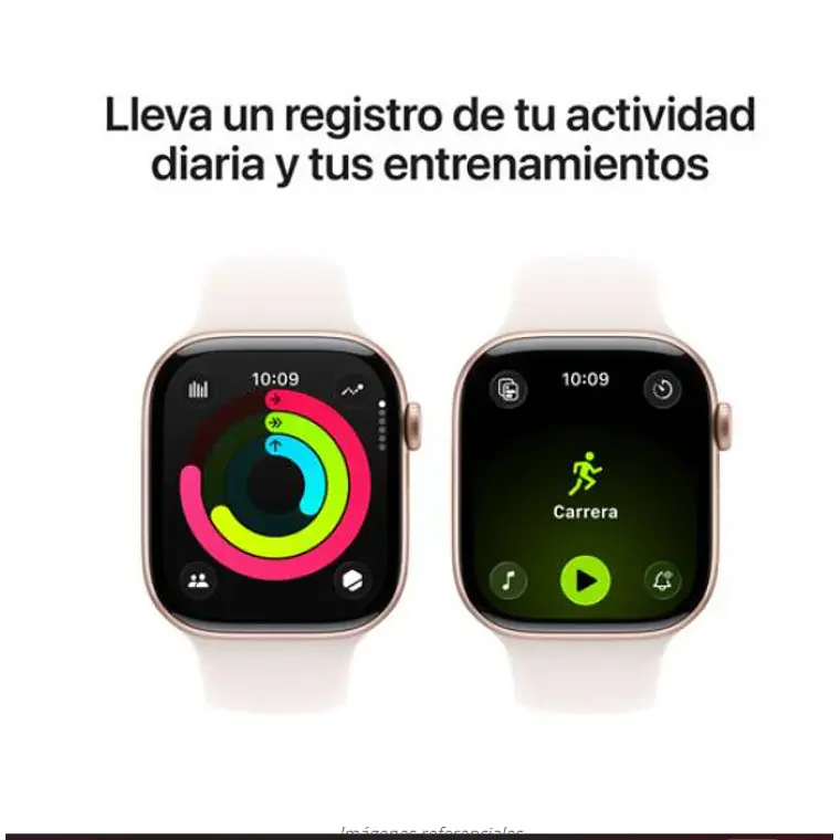 Apple Watch Series 11 GPS 46mm Aluminio oro rosado bandaLight Blush Sport Band S/M vista 4