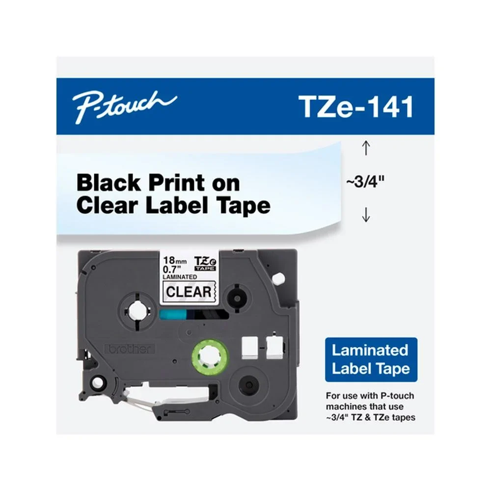 CINTA BROTHER TZE141 TEXTO NEGRO FONDO TRANSPARENT