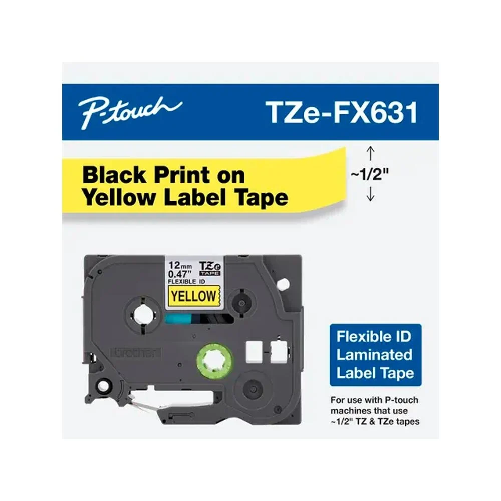 CINTA BROTHER TZEFX631 - TEXTO NEGRO FONDO AMARILL